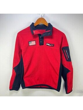 Vintage RLX Ralph Lauren USA Flag Fleece Sweater Small